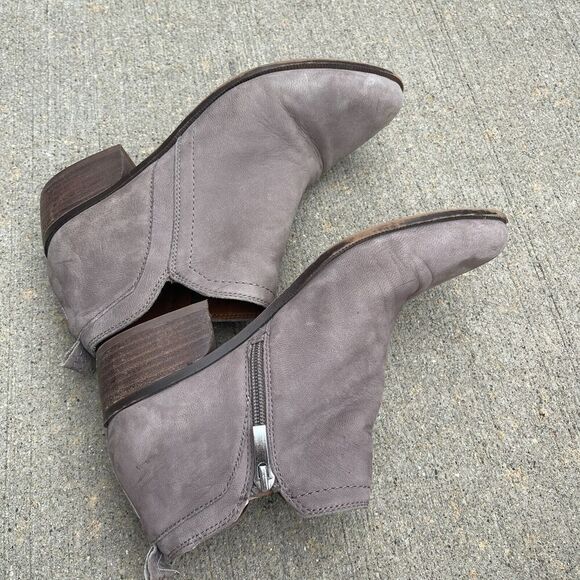 Franco Sarto Laslo Ankle Bootie Womens Size 8M Gray Leather Heeled Almond Toe - Picture 10 of 11